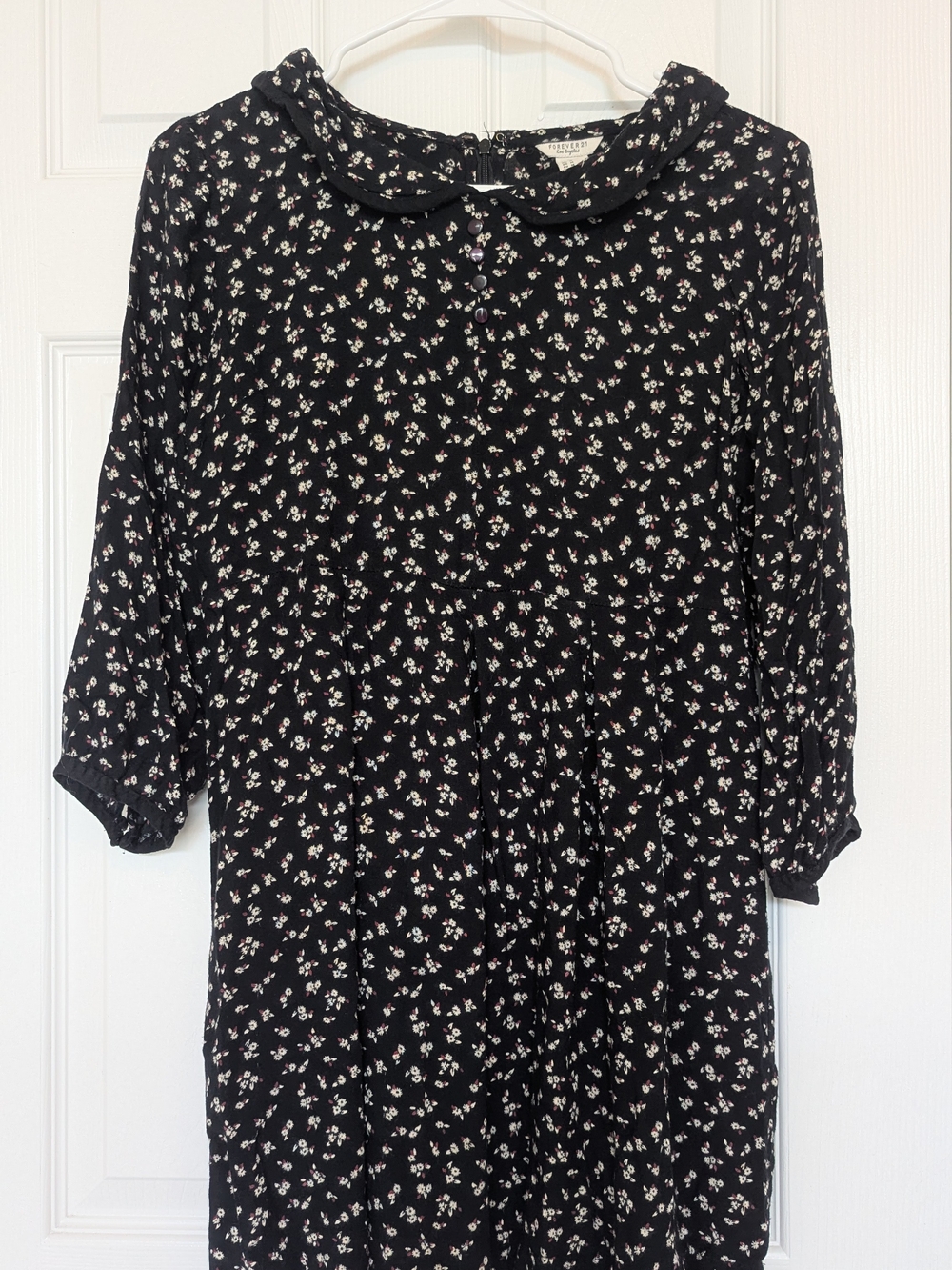 Black Floral Peter Pan Collar Dress